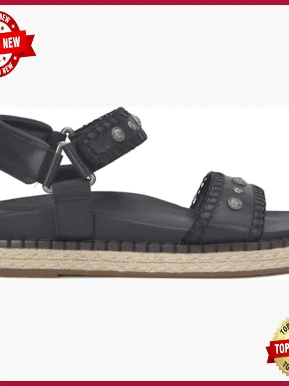 Leather footbed platform sandals with studded straps